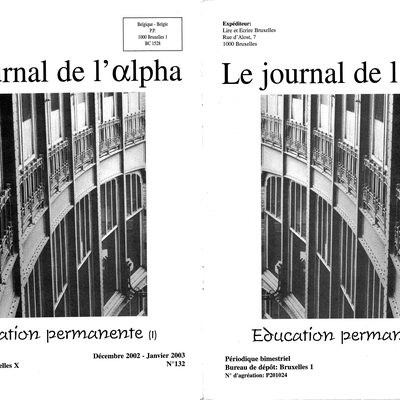 Journal de l’alpha 132 et 133 : Éducation permanente (décembre 2002-janvier 2003 et février-mars 2003)